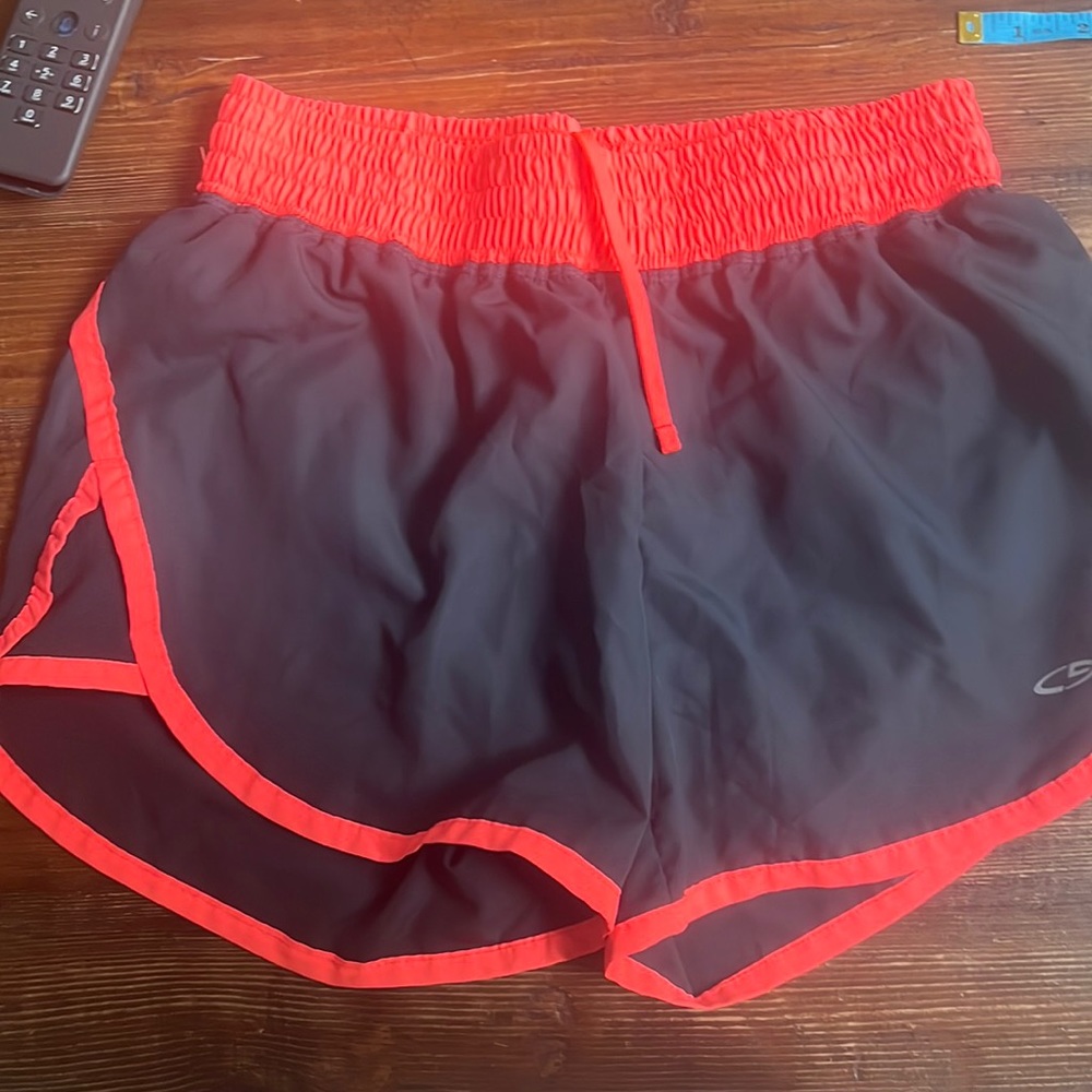 Champion running shorts size small charcoal gray and bright orange
